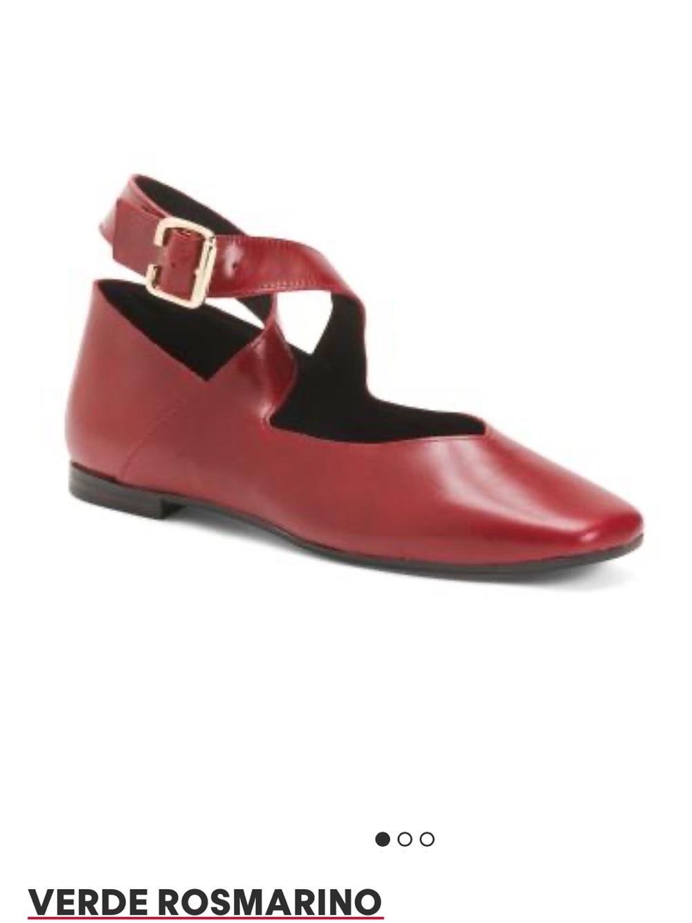 Red Leather Ankle-Strap Flats